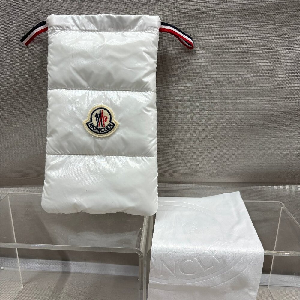 Moncler White Padded Sunglass Case with Cleaner cloth